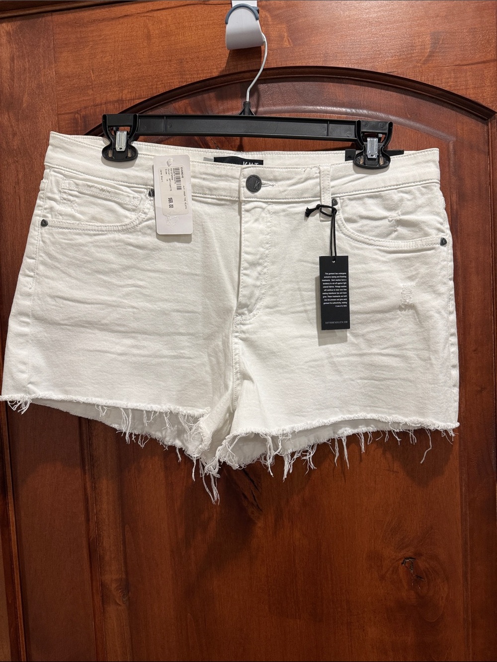 Kut from the Kloth White Frayed Hem Denim Shorts